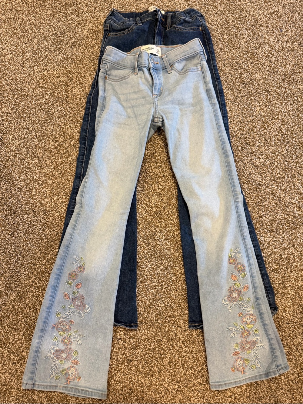 abercrombie kids Light Blue Embroidered Flare Jeans